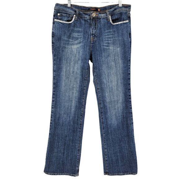 Denim - Vertigo‎ Womens Jeans Size 14 Straight Leg 36x33 Bling Rhinestones Vintage